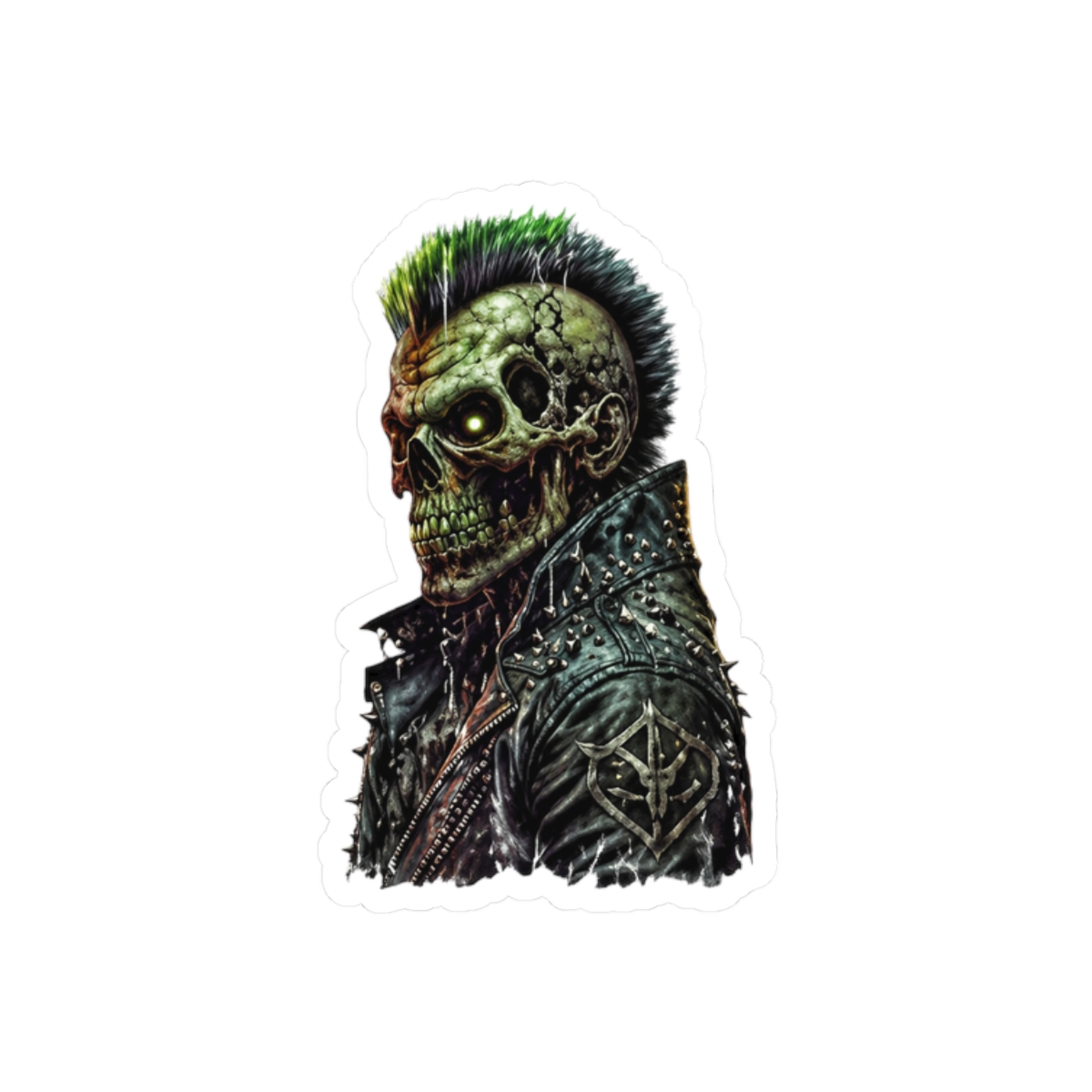 Heavy Metal Skull Punk Sticker | Bold Rock Rebel Vinyl Decal - alternate angle 3, merchandise